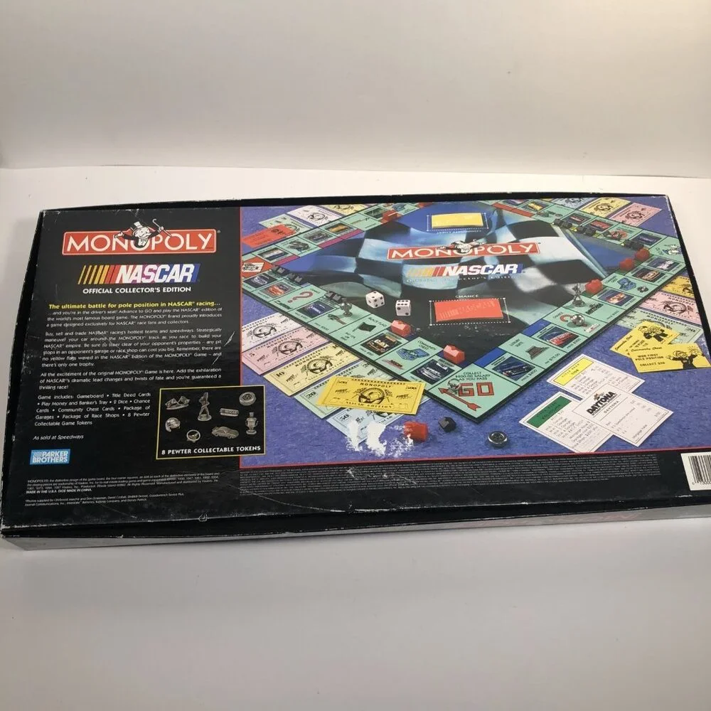 Monopoly Parker Bros Board Game 1996 NASCAR Official Collectors Edition Complete